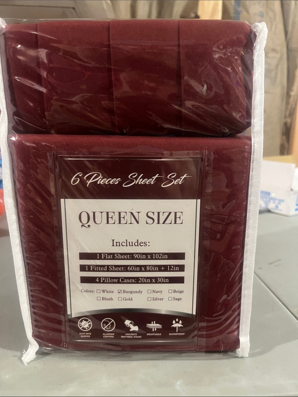 Queen Size Burgundy Sheet Set - Soft 6-Piece Bedding